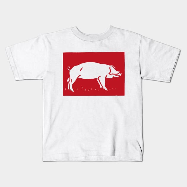 Red Pig Aesthetic Kids T-Shirt by RicoAlencar